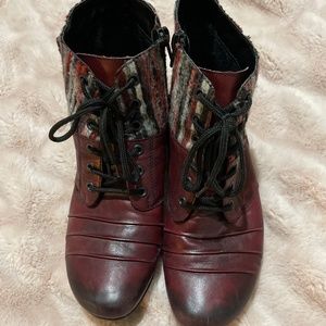 Cute multi coloured cuff wine coloured Ankle booties